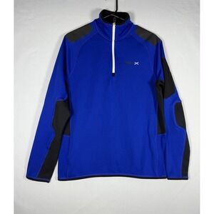 RLX Ralph Lauren 1/4 Zip Pullover Mens Medium Blue Golf Shirt Performance Pocket